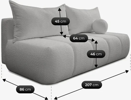 Sofa z Funkcją Spania SARIA Szara Boucle Nowoczesna