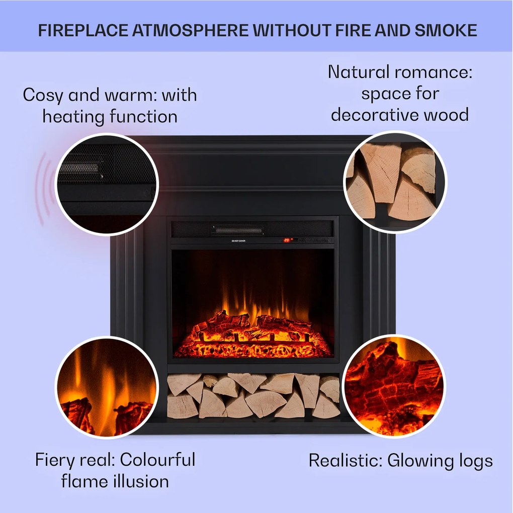 Klarstein LasPilas 1800W 108cm Kominek Elektryczny Dekoracyjny Czarny