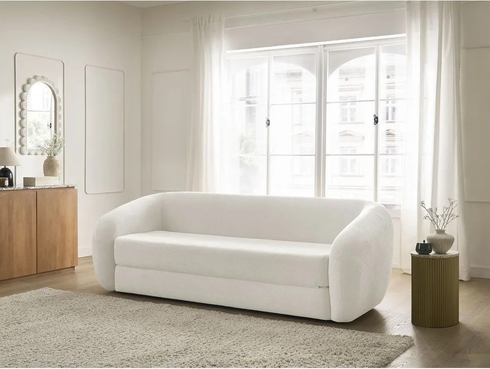 Beżowa rozkładana sofa z tkaniny szenilowej 228 cm Neyo – Bobochic Paris