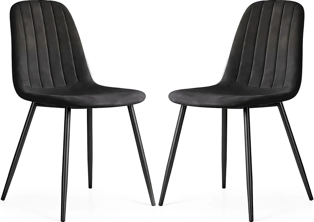 Zestaw 2 czarnych metalowych krzeseł pikowanych K6-S62