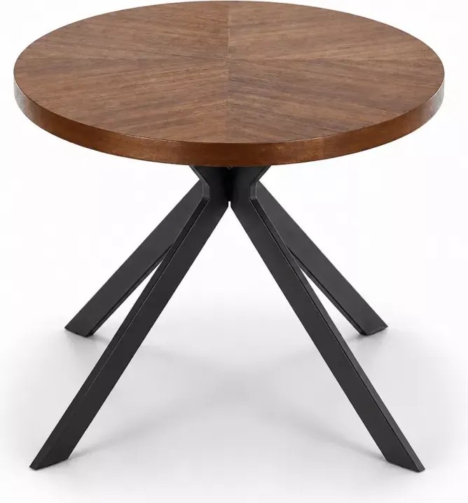 Nowoczesny owalny stół Verano 170x90 cm - blat z okleiny naturalnej w kolorze orzechowym, nogi czarne metalowe