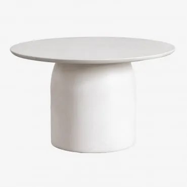 Okrągły Stolik Kawowy Z Cementu (ø75 Cm) Layana Biała - Sklum