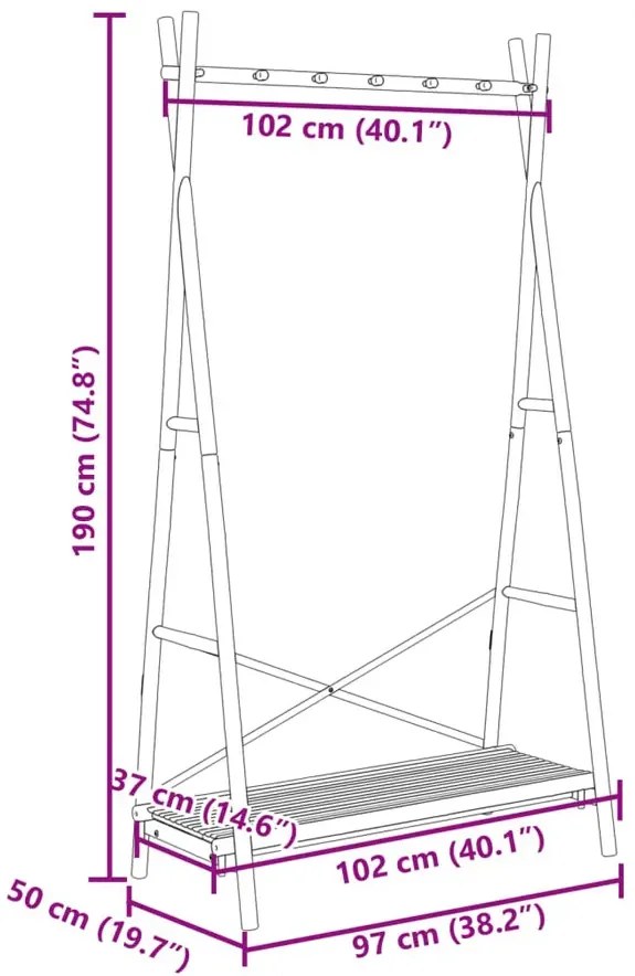 Stylowy na ubrania wieszak z półką C2-P10