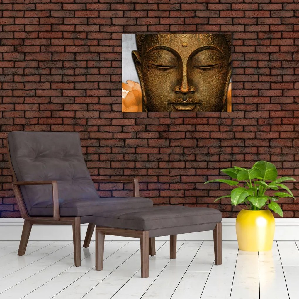 Obraz na szkle posągu ze szczegółami twarzy (70x50 cm)