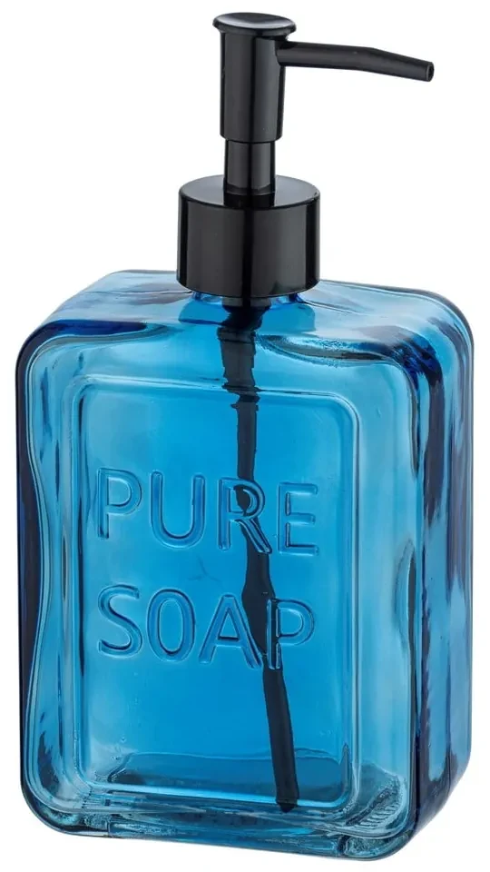 Niebieski szklany dozownik do mydła Wenko Pure Soap
