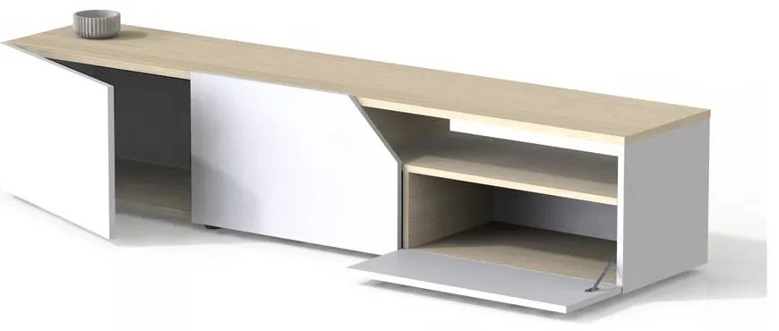 Biała szafka pod TV w dekorze dębu 180x38 cm Verone – TemaHome
