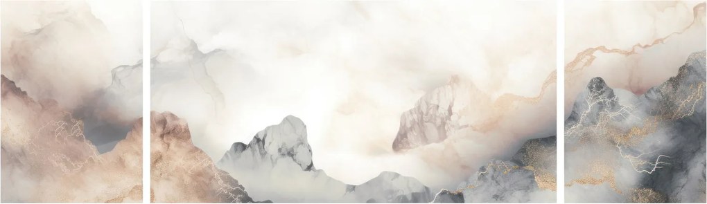 Obraz - Górska abstrakcja z teksturą marmuru (170x50 cm)