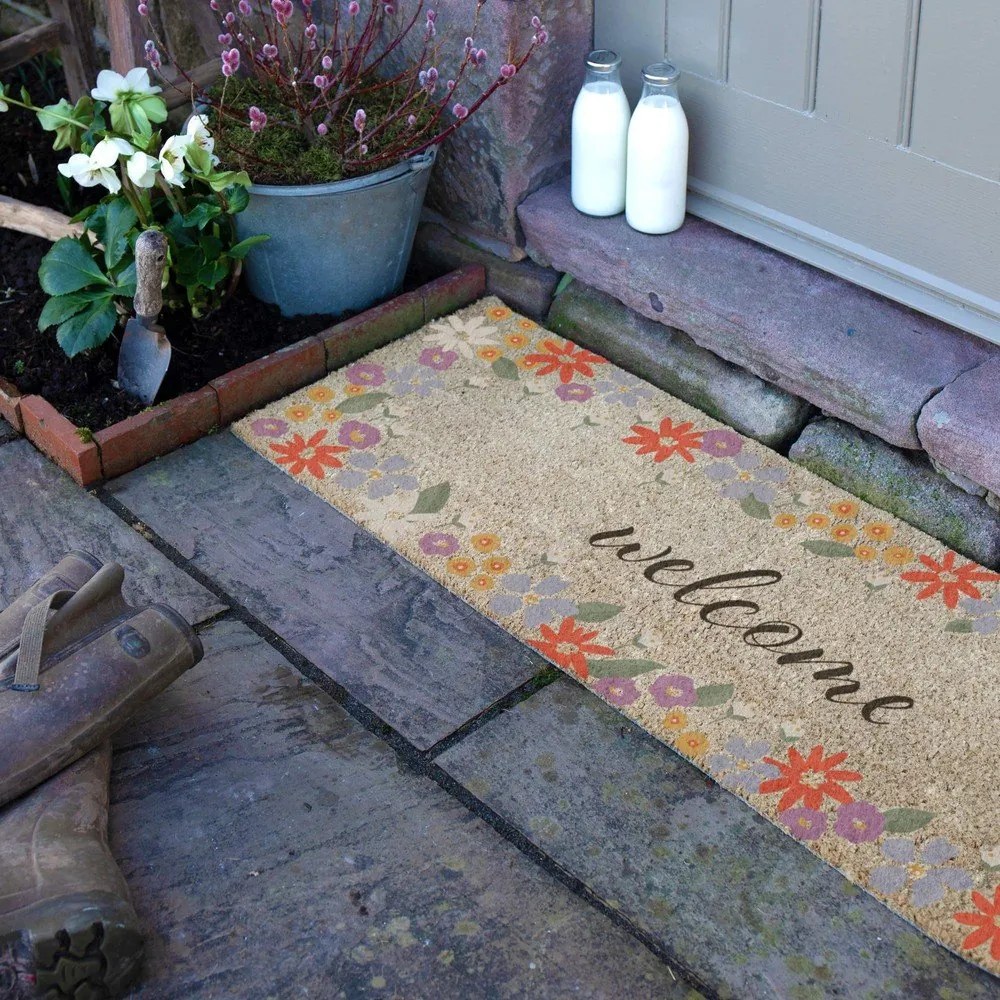 Wycieraczka z włókna kokosowego 40x120 cm Welcome Floral – Artsy Doormats