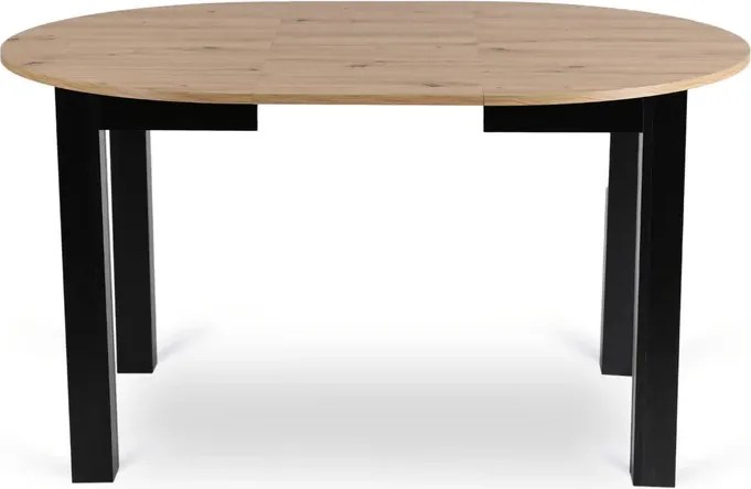 Zestaw Stół Okrągły Rozkładany HARRY 102-142 cm Dąb Artisan/Czarny i 6 Krzeseł Tapicerowanych ROBIN Szarych