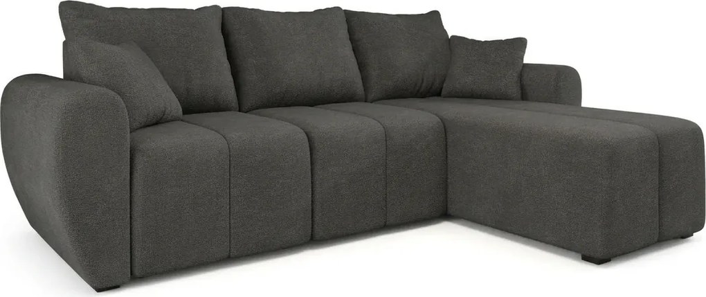 Rozkładana narożna sofa SEVIO 246x145 cm, ciemnoszara, uniwersalna + 2 poduszki GRATIS