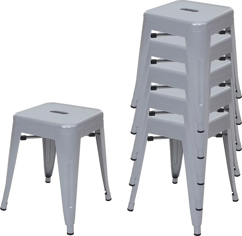 Stołek metalowy MCW-A73 (zestaw 6 sztuk),  szary
