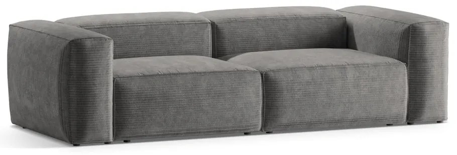 Jasnoszara sztruksowa sofa 264 cm Bergano – Cosmopolitan Design
