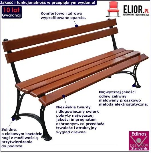 Żeliwna ławeczka parkowa Helen 4X 150cm - 7 kolorów