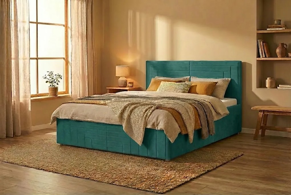 Łóżko FILI 120x200 cm Turkusowy Bez materaca