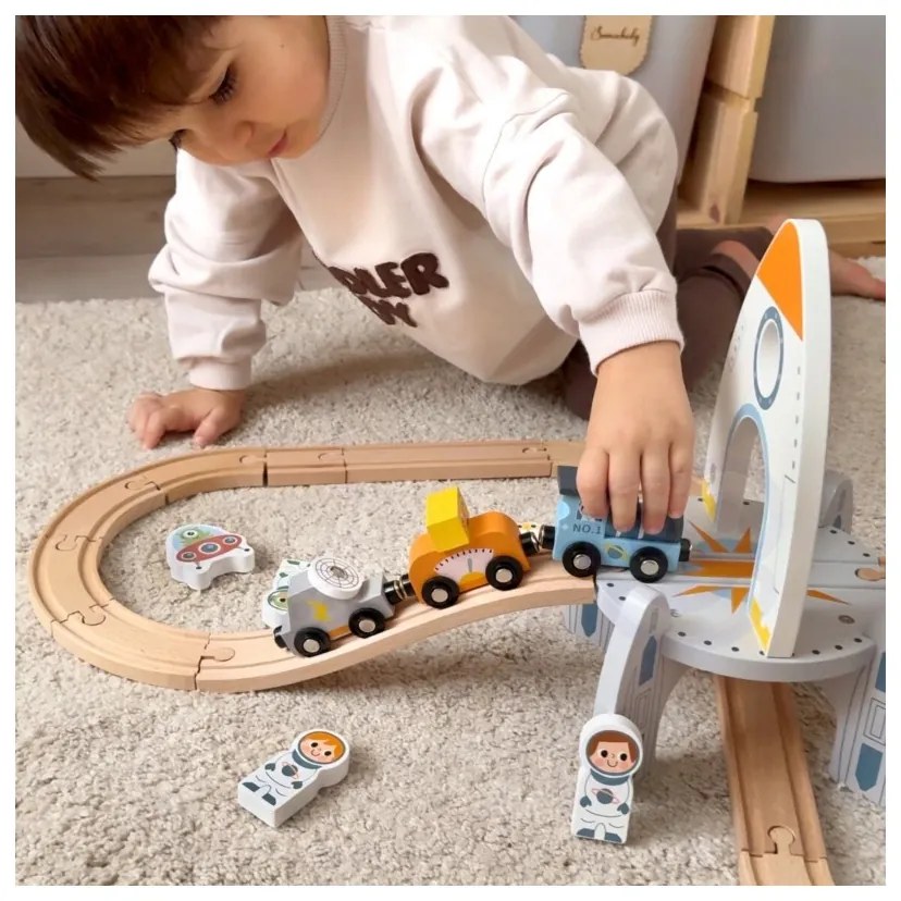 Tooky toy drewniana kolejka kosmiczna zestaw tory