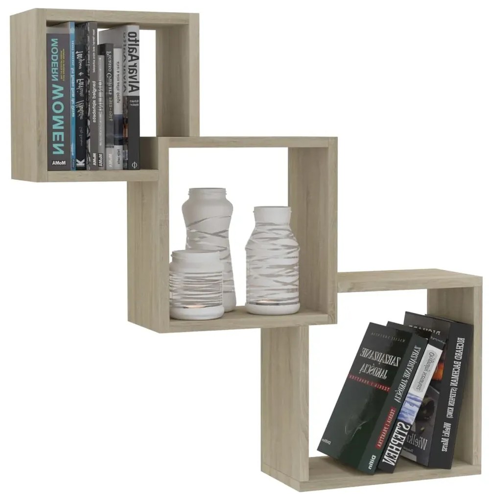 Zestaw modułowych półek ściennych w kolorze dębu L4-R06