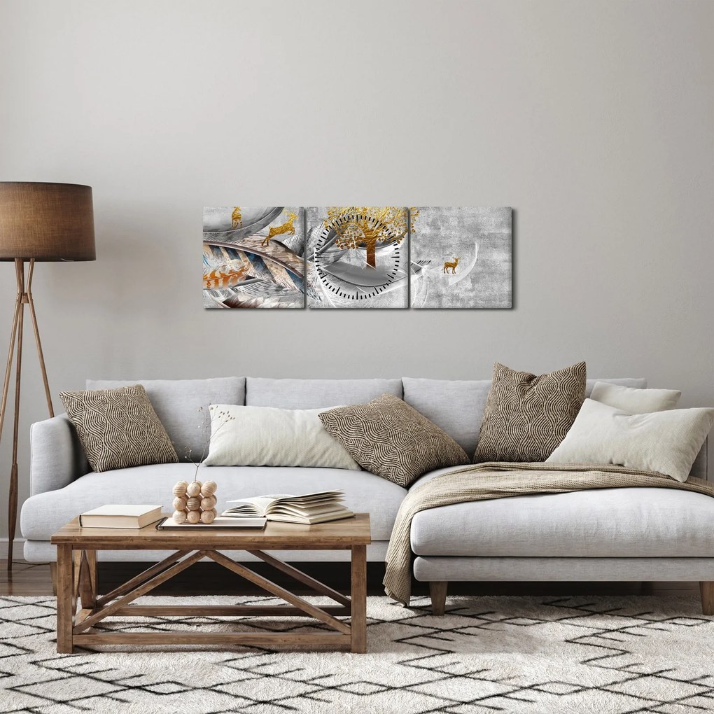 Obraz - Kolaż (z zegarem) (90x30 cm)