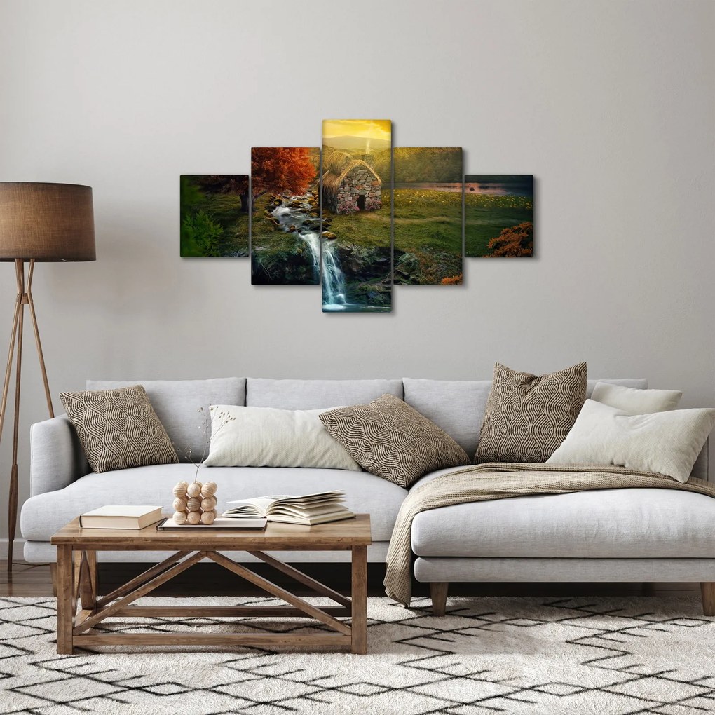 Obraz domku w bajkowym krajobrazie (125x70 cm)