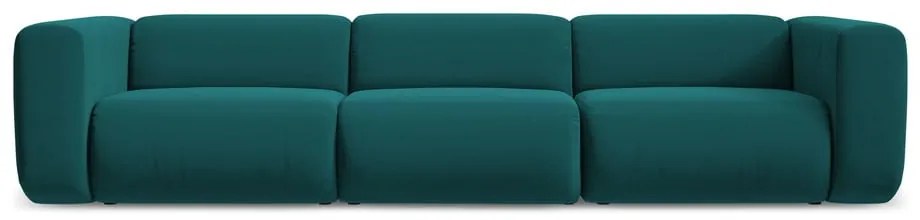 Turkusowa aksamitna sofa 319 cm Ekahi – Makamii