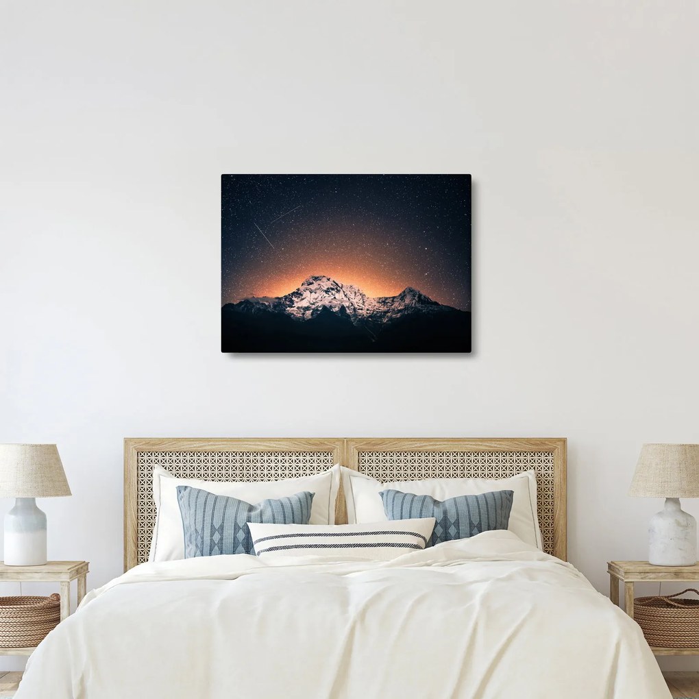 Obraz nocnego nieba z górą (70x50 cm)