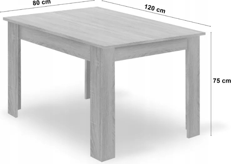 PROMOCJA Biały stół jadalny z blatem w dekorze dąb sonoma MADO 120x80 II. gatunek