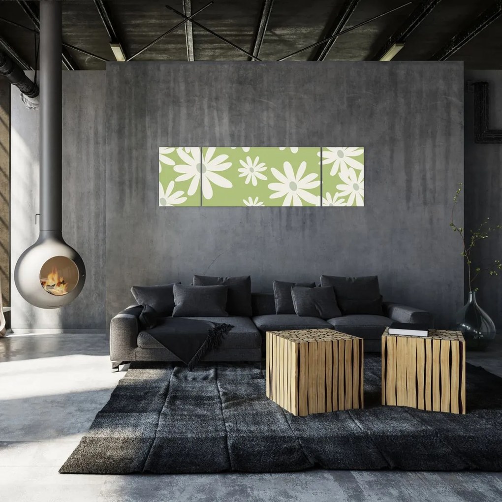 Obraz - Hipisi, zielone kwiaty N⁰1 (170x50 cm)