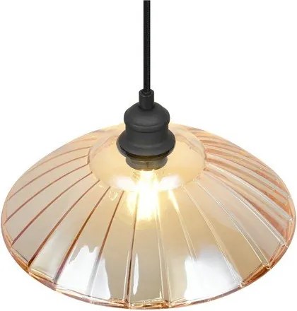 Czarno-bursztynowae metalowa lampa wisząca ze szklanym kloszem ø 29,5 cm Eluna – Reality