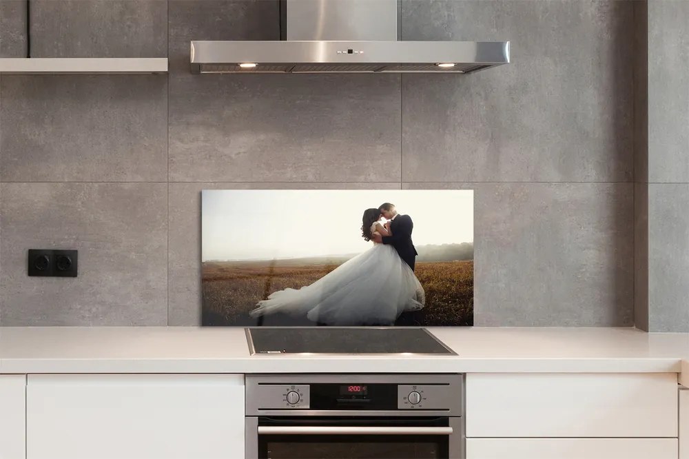 Panel szklany do Kuchni Para Młoda pod Błękitnym Niebem