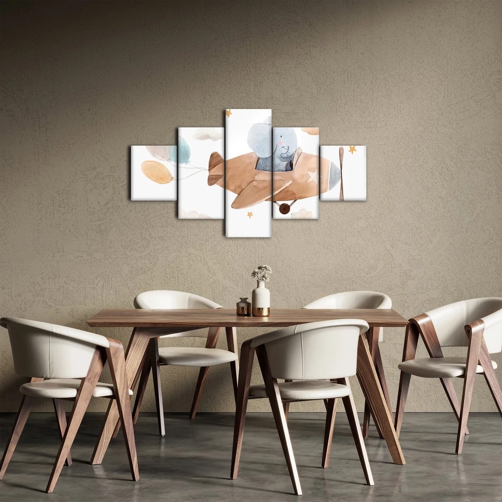 Obraz - Akwarela słoń w samolocie (125x70 cm)