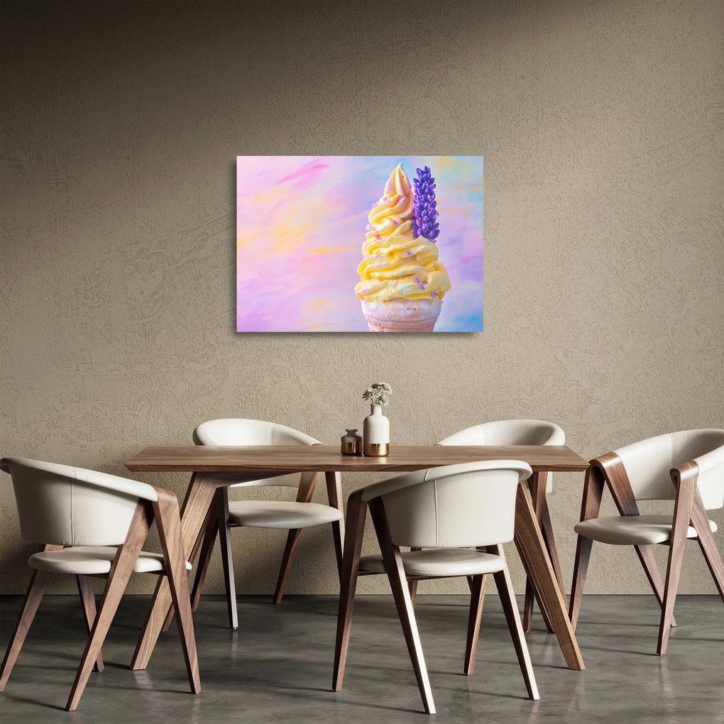 Obraz na szkle - Lody z lawendą (70x50 cm)