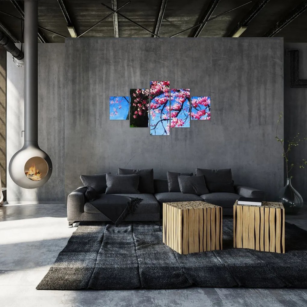 Obraz malowanego kwiatu wiśni (125x70 cm)