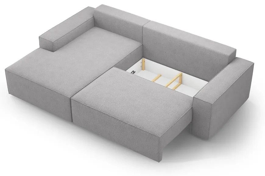 Jasnoszary rozkładany narożnik z materiału bouclé (lewostronny) Jodie – Micadoni Home