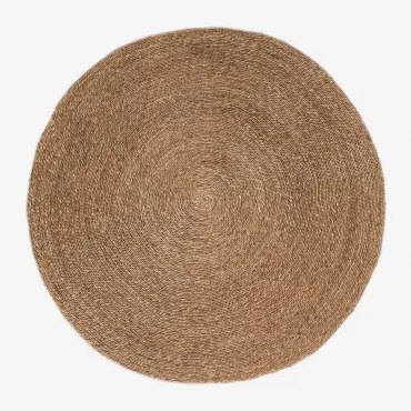 Dywan Okrągły Ø145 Cm Z Naturalnego Juty Drak Yute - Sklum