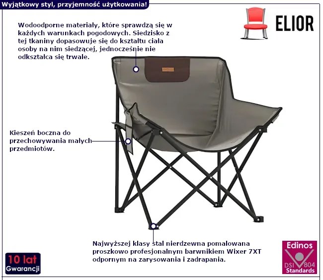 Krzesła kempingowe w kolorze szarym A3-T47