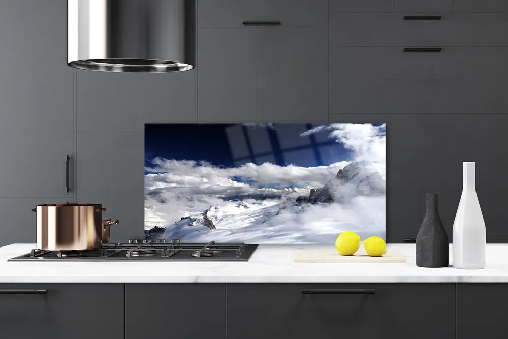 Szkło do Kuchni na Ścianę Majestatyczny Szczyt W Chmurach