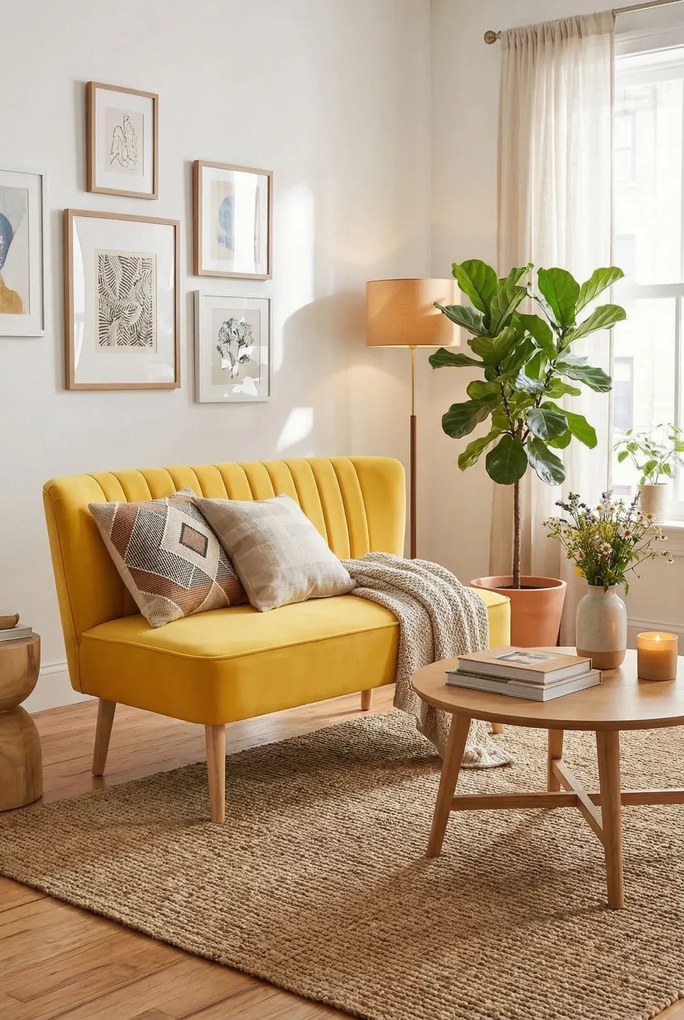 Sofa romantyczna żółta T5-W43