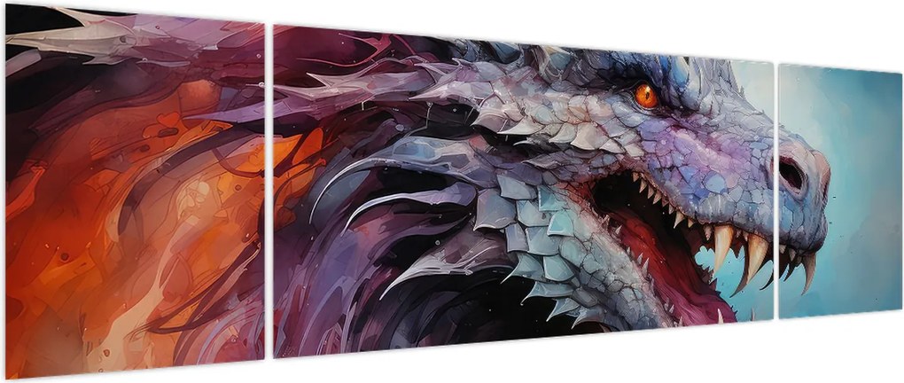 Obraz - Ilustracja przedstawiająca smoka (170x50 cm)