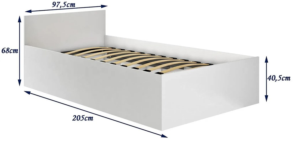 Białe pojedyncze łóżko z zagłówkiem 90x200 - Esperox 4X