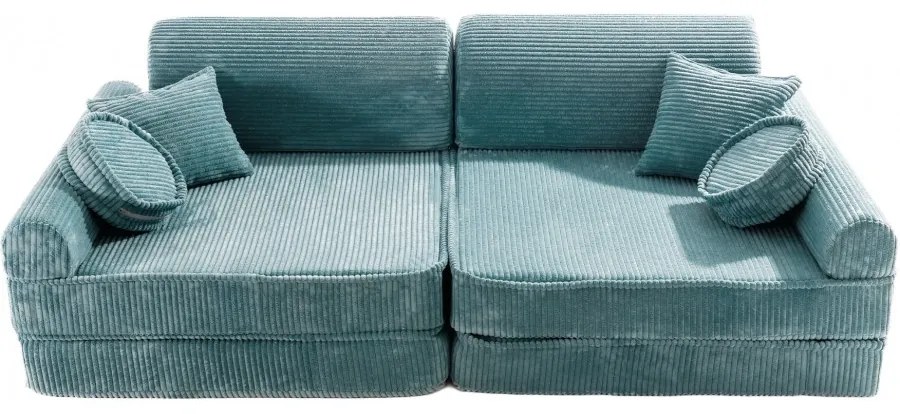 Aesthetic sztruksowa sofa dziecięca, turkusowa - meowbaby®