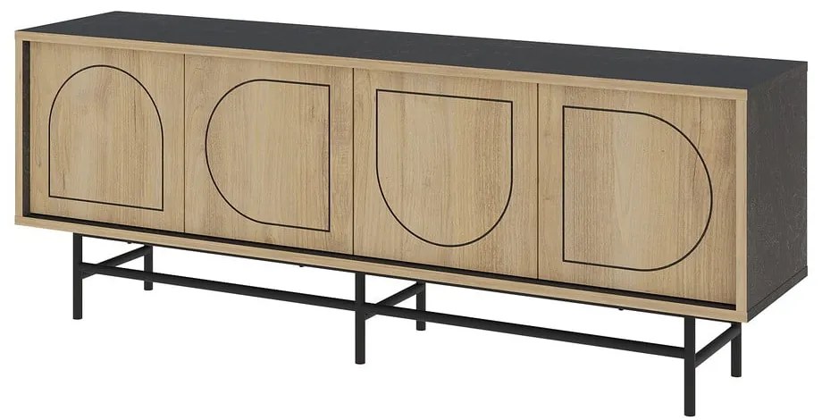 Czarna szafka pod TV w dekorze dębu 149,5x56,5 cm Giana – Marckeric