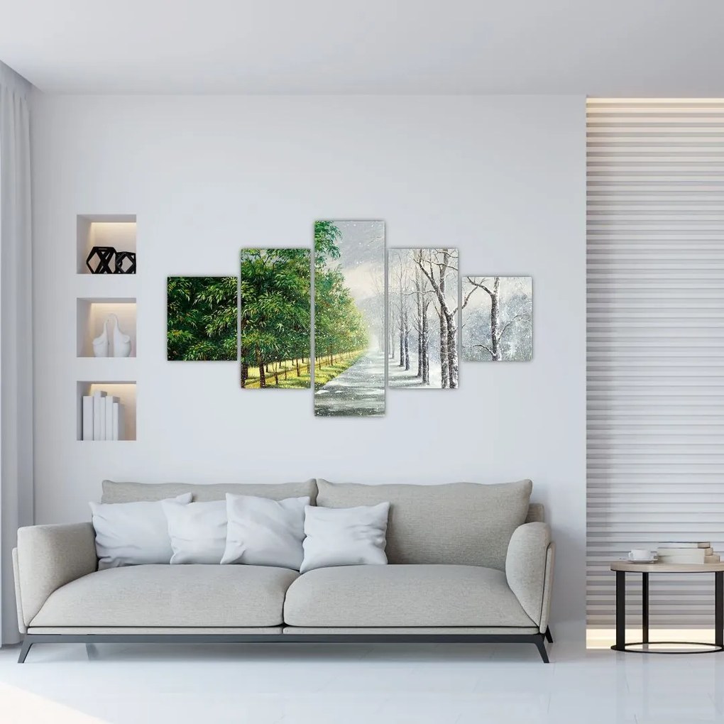 Obraz - Zima kontra lato (125x70 cm)