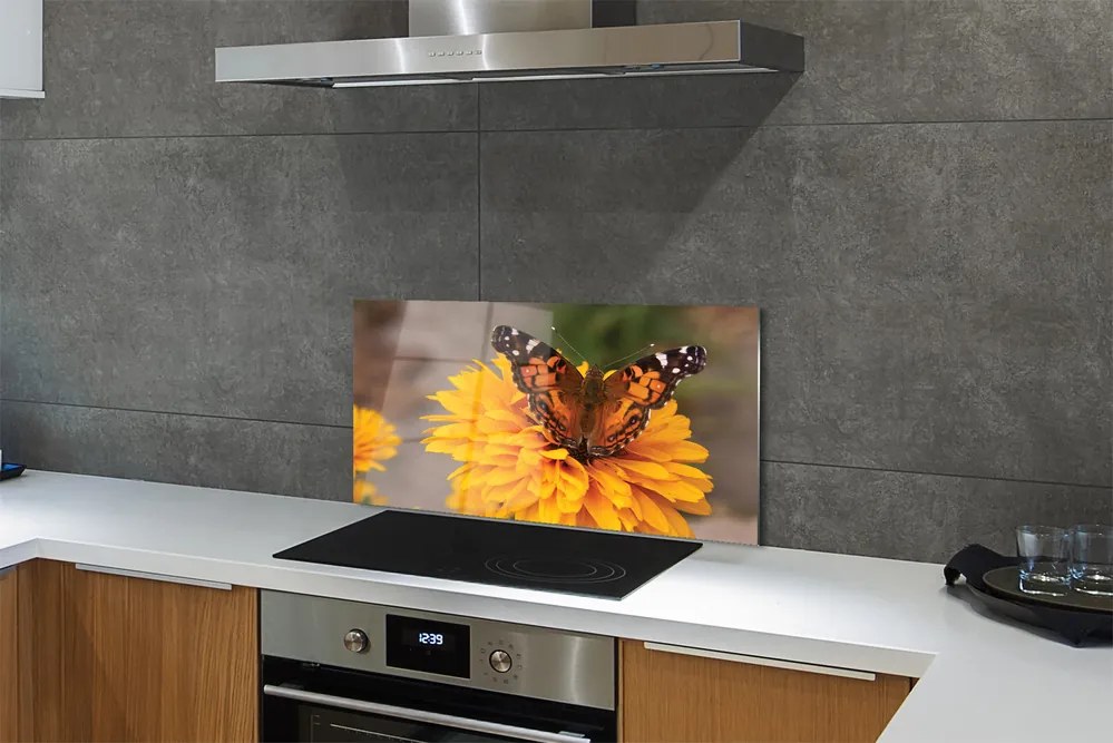 Panel szklany do Kuchni Barwny Motyl w Zbliżeniu