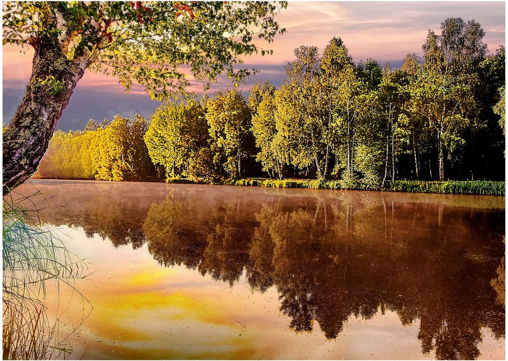 Obraz na szkle - Za rzeką (70x50 cm)