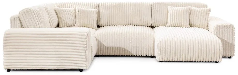 Kremowy sztruksowy narożnik (lewostronny/w kształcie litery U) Justin – Ropez