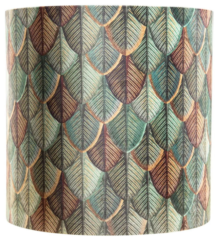 Abażur welurowy z wzorem liści i złotym wnętrzem 40/40/40