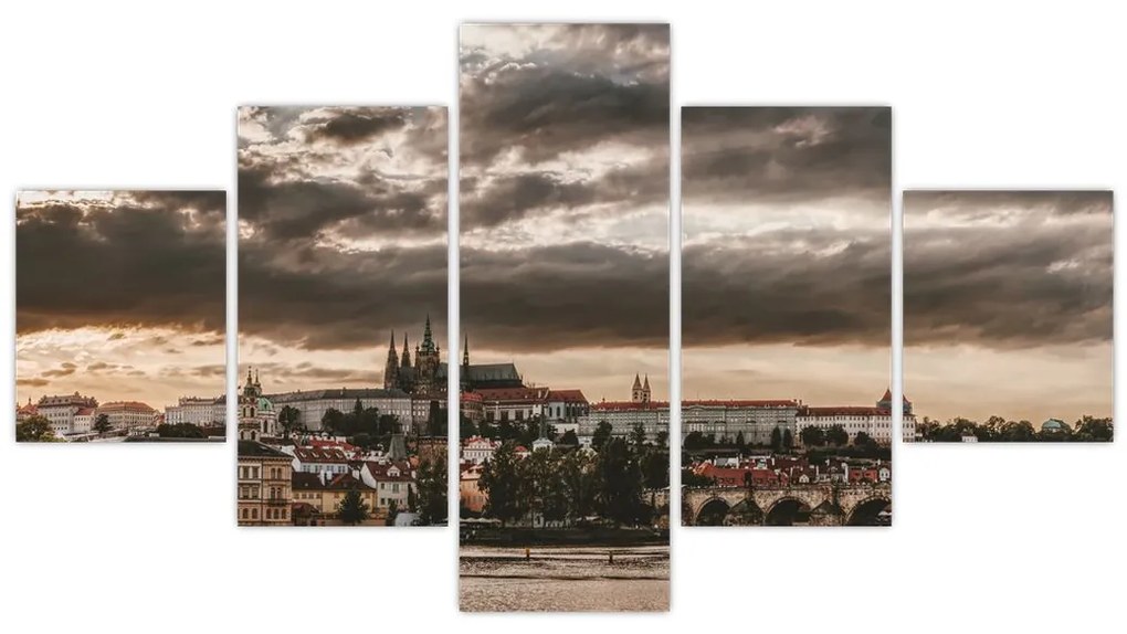 Obraz Zamku Praskiego o zmierzchu (125x70 cm)
