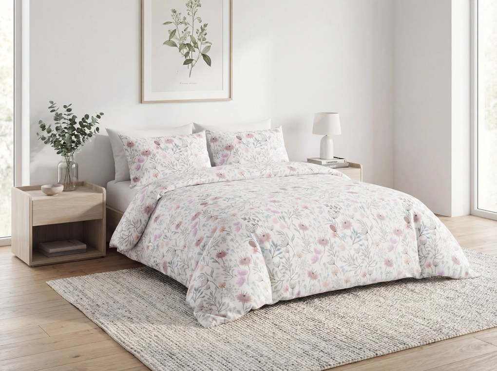 PrzytulneMieszkanie.pl PrzytulneMieszkanie.pl Pościel z bawełny renforcé FLORENO biała Rozmiar pościeli: 2 szt 70 x 90 cm | 200 x 220 cm