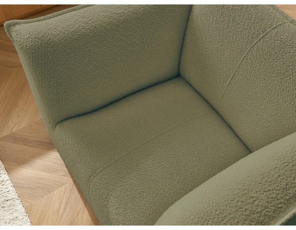 Zielony fotel z materiału bouclé Giorgia – Bobochic Paris