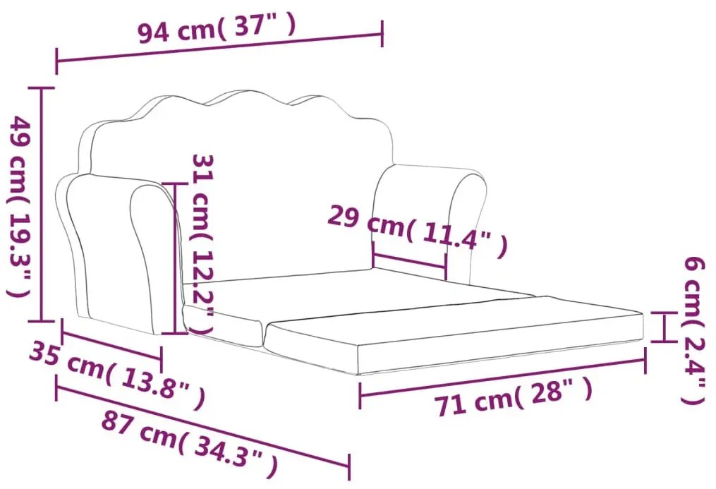 Kremowa 2-osobowa sofa dziecięca - Gretter 3X