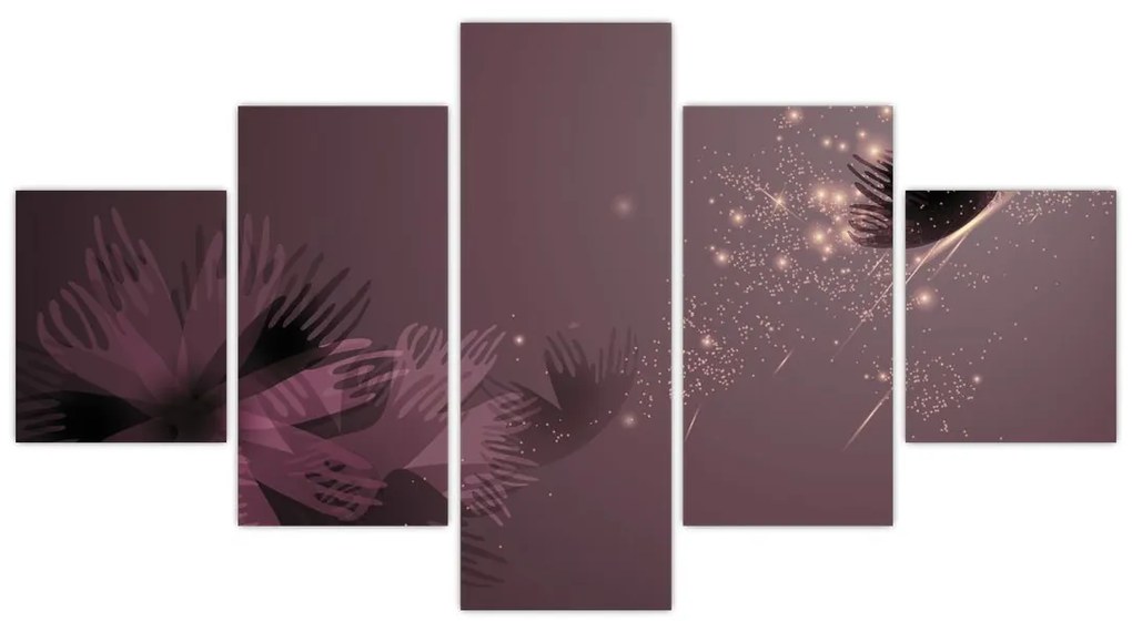 Obraz kwiatu z motylem (125x70 cm)